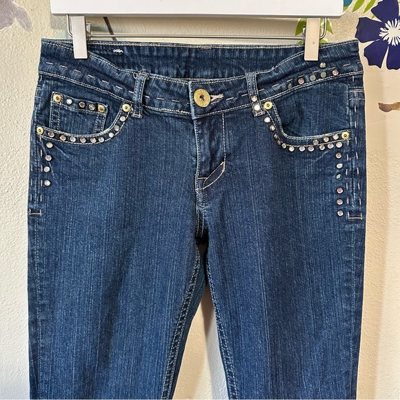 Echo Red Bootleg Regular Jeans Bling Bejeweled Rhinestone Size 29/9 R - Picture 3 of 13